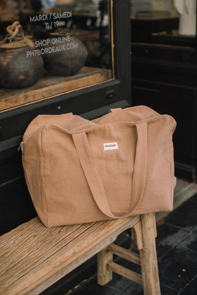 Sac week end coton caramel