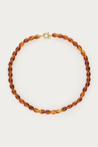 Collier perles marron