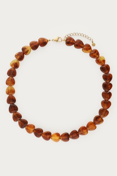 Collier coeur marron